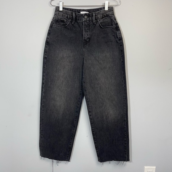 Good American 90s Trouser Jeans 25 Washed Black High Rise Vintage Retro Baggy - Picture 4 of 15